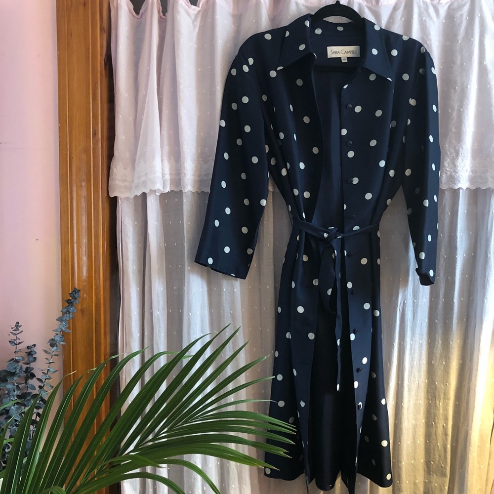 Polka Dot Silk Shirt Dress
